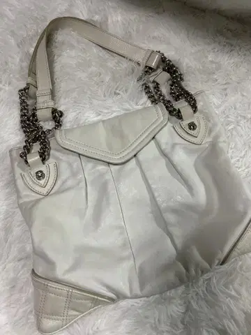 MARC JACOBS 체인 가죽 백 화이트 토트 숄더