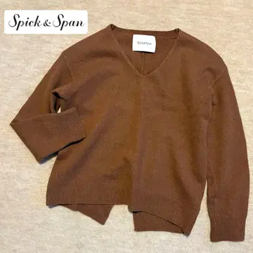 [ SPICK & SPAN ] 백 슬릿 니트 울 혼방 코튼 V넥