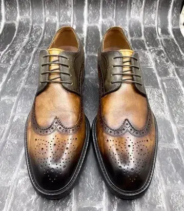 윙팁 가죽 신발 브라운 블랙