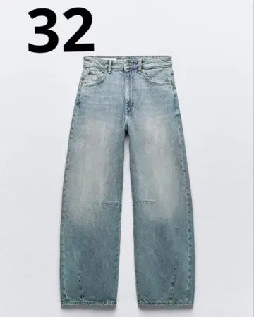 ZARA TRF BAGGY BALLOON 미드 라이즈 데님 팬츠 32