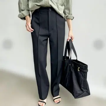 Spick&Span 하이브리드 더블 크로스 스트레이트 팬츠 블랙 40