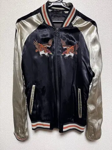 블랙 실버 스카잔 독수리 자수 얇은 원단입니다,