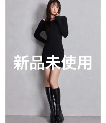 GYDA 레오파드 백리본 골지 미니 원피스