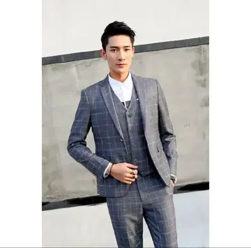 남성용 캐주얼 수트 체크 무늬 비즈니스 정장 출퇴근 면접 WT13