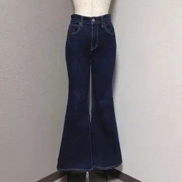 아줄바이마우지 플레어 데님 팬츠 스트레치 네이비 S 사이즈