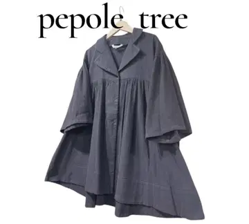 People Tree 수제 블랙 긴팔 원피스 블라우스 코튼