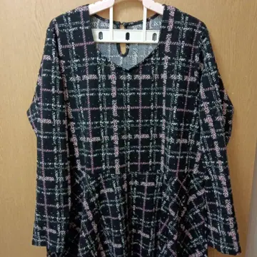 플레어 & 핑크가 들어간 체크가 귀여운 편안한 원피스 3L