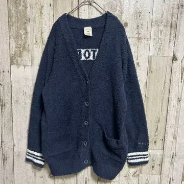 젤라또피케 가디건 네이비 로고 V넥 보들보들 사이즈 F