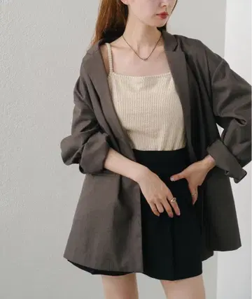 [kastane] 디자인 오버 셔츠 자켓 브라운