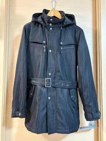 코트 후드 부착 코트 블랙 벨트 부착 집업 코트