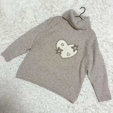 Allegra 터틀넥 스웨터 하트 별 자수 무늬 이탈리아제