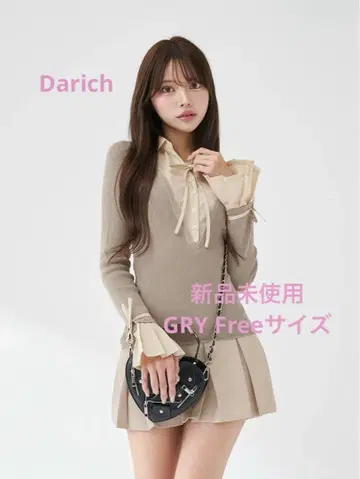 Darich 새상품 셔츠 도킹 플리츠 미니 원피스 GRY Free