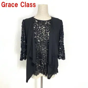 A3842 그레이스 클래스 앙상블 면 전체 레이스 반팔 블랙 36