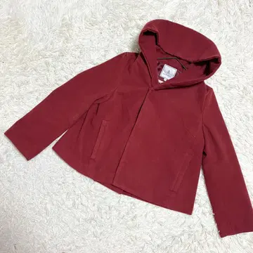 로페피크닉 숏 기장 코트 후디 자켓 레드 캐주얼