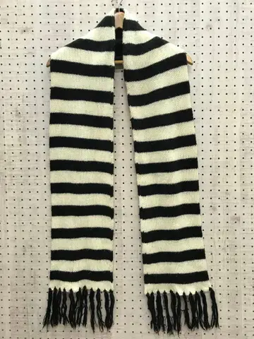 헤이세이 레트로 펑크 락 구제 의류 잡화 보더 프린지 니트 롱 머플러