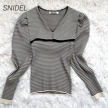 스나이델 스퀘어 칼라 니트 풀오버 보더 snidel 스웨터