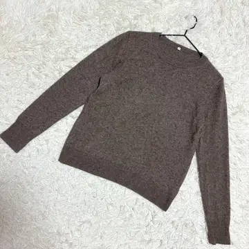 무인양품 크루넥 니트 울 모 혼방 무지 심플 브라운 계열 (XL)