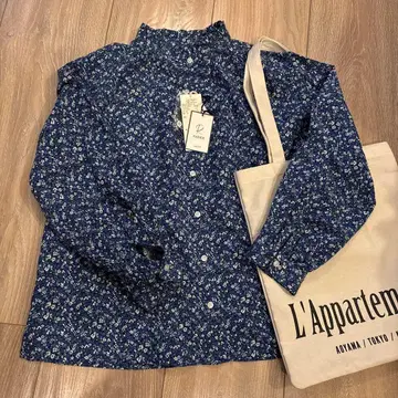 택 포함 새상품 스튜디오 클립 RAPIER 네이비 꽃무늬 긴팔 셔츠 프리