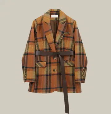 [ LA POMME ] BIG CHECK BELTED JACKET
