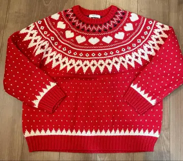 프릭스스토어 구심 하트 무늬 페어아일 풀오버 니트