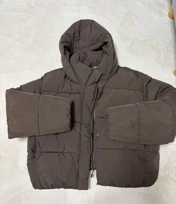 다운 자켓 아우터 H&M 숏 기장 브라운
