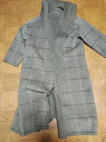 [ 새상품급 ] 브라운 무지 체크 리버서블 롱 코트