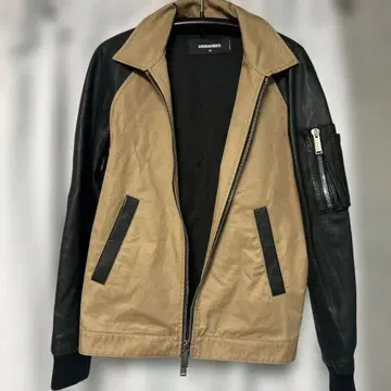 DSQUARED2 가죽 슬리브 집업 블루종