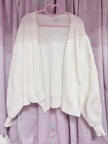 펄 트리밍 니트 가디건 lieulien x 오카베 아유미 스나계