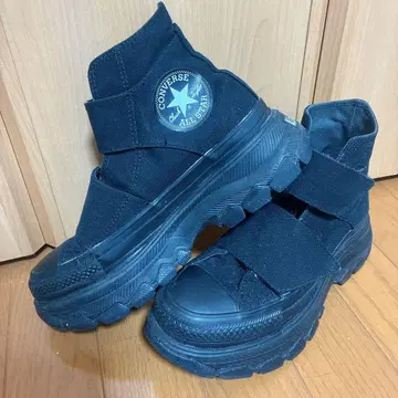 CONVERSE 블랙 통굽 스니커즈 벨크로 하이컷 박스 있음