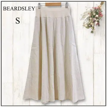 [컨디션 최상] 비어즐리 린넨 플레어 스커트 베이지 롱 기장 천 택 인기