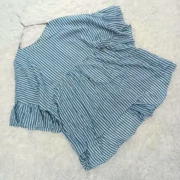 [] (38) 스트라이프 플레어 블라우스 눈물 트임 소매 플레어