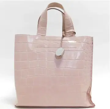 미사용에 가까운 핑크 Furla 훌라 크로커다일 패턴 토트백