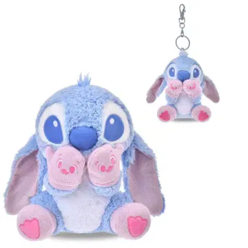 스티치 봉제 인형 핑크 x 블루 키링 키체인