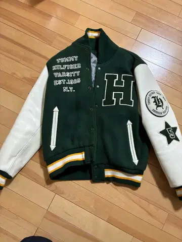 타미 힐피거 바시티 자켓 그린