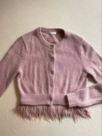 FRAY I.D 핑크 프린지 가디건