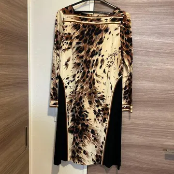 LEONARD 레오파드 무늬 긴팔 원피스