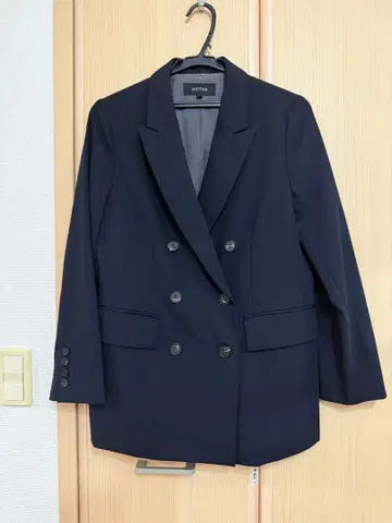 언타이틀 네이비 버튼 더블 자켓
