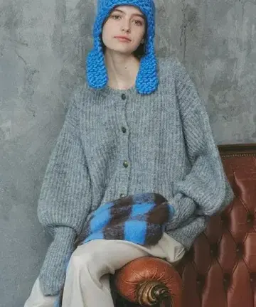 유니테이지 2wayMIX 니트 컬러 가디건 그레이