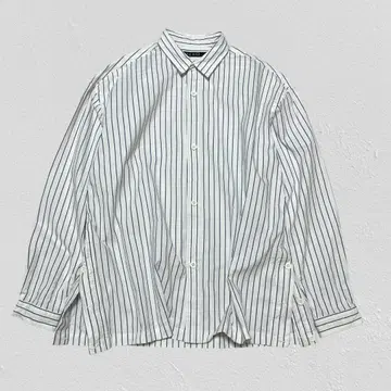 NIKO AND - 코튼 린넨 스트라이프 셔츠 사이드 버튼 남성용 L