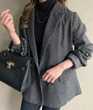 JUNOAH 하운드투스 체크 더블 테일러드 자켓