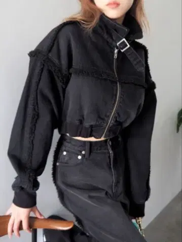 EVRIS: 데님 보아 블루종