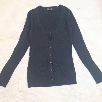 ICB 블랙 가디건 울 100% 긴팔 S 사이즈