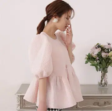 메종 마블 릴리 퍼프 블라우스