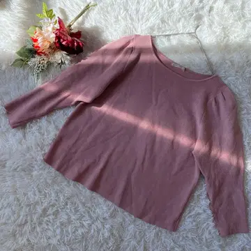 로즈 티아라 리브 편직 핑크 긴팔 티셔츠 42(XL)