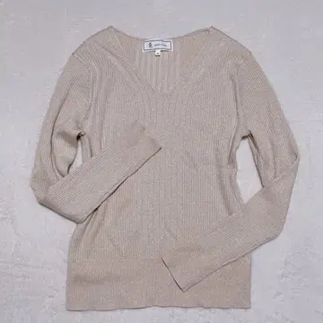 로페피크닉 라메 니트 V넥 리브 오피스 캐주얼 깔끔한 M