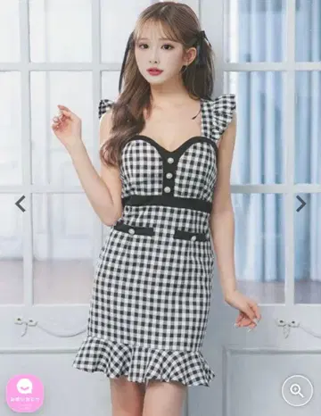 [ Tika 새상품급 ] 깅엄 체크 타이트 미니 드레스 L 사이즈