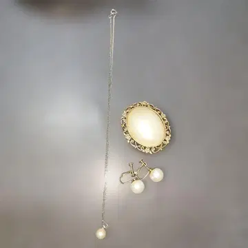 펄풍 목걸이 브로치 귀찌 세트