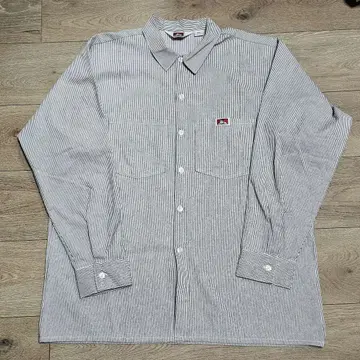 90s BEN DAVIS 히코리 스트라이프 패턴 워크 셔츠 USA