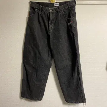 9090 블랙 데님 와이드 팬츠