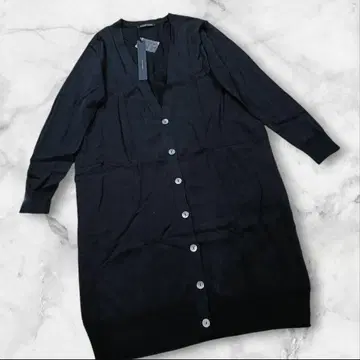 택 포함 새상품 미즈이로 인드 V넥 롱 가디건 블랙 울 혼방